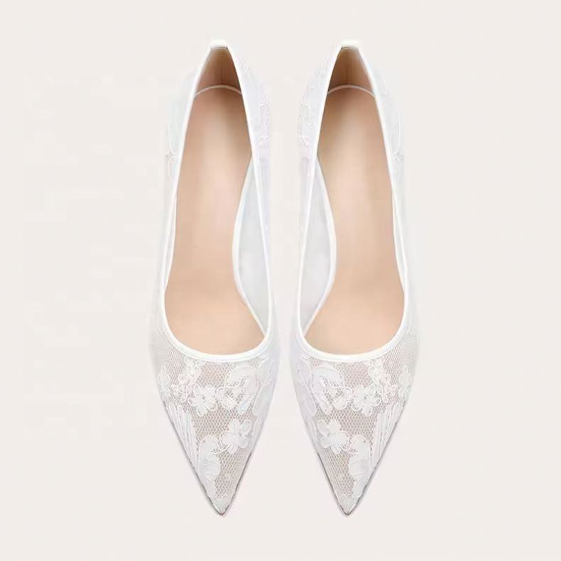 Luxurious sexy stiletto heels suitable for brides and weddings, white lace high heels, wedding luxury shoes, designer women's brand, high-quality products