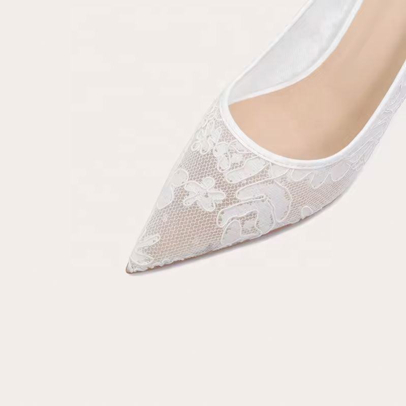 Luxurious sexy stiletto heels suitable for brides and weddings, white lace high heels, wedding luxury shoes, designer women's brand, high-quality products