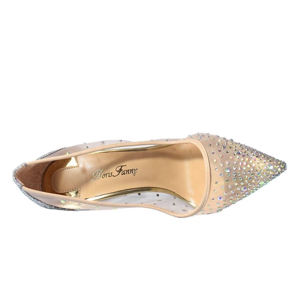 Sexy stiletto high heels for women, pointed toe women's rhinestone sparkling high heels, silver women's high heels, crystal wedding shoes