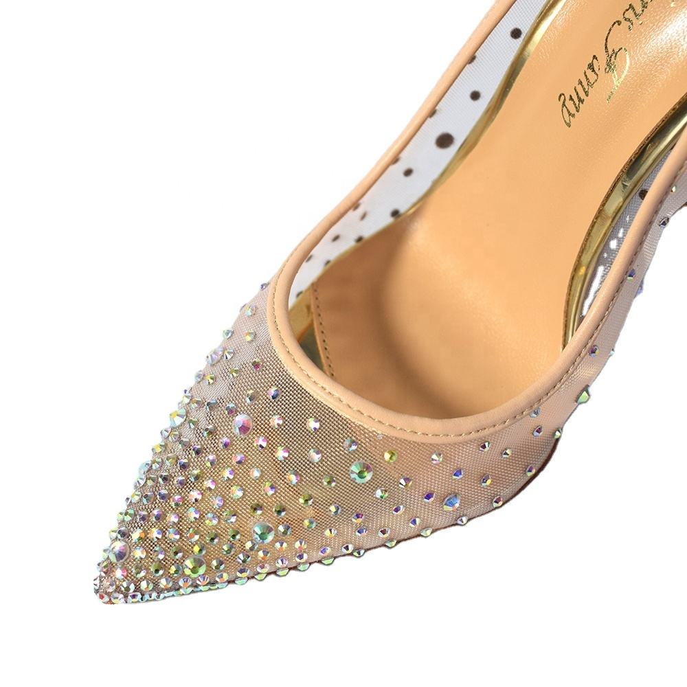 Sexy stiletto high heels for women, pointed toe women's rhinestone sparkling high heels, silver women's high heels, crystal wedding shoes