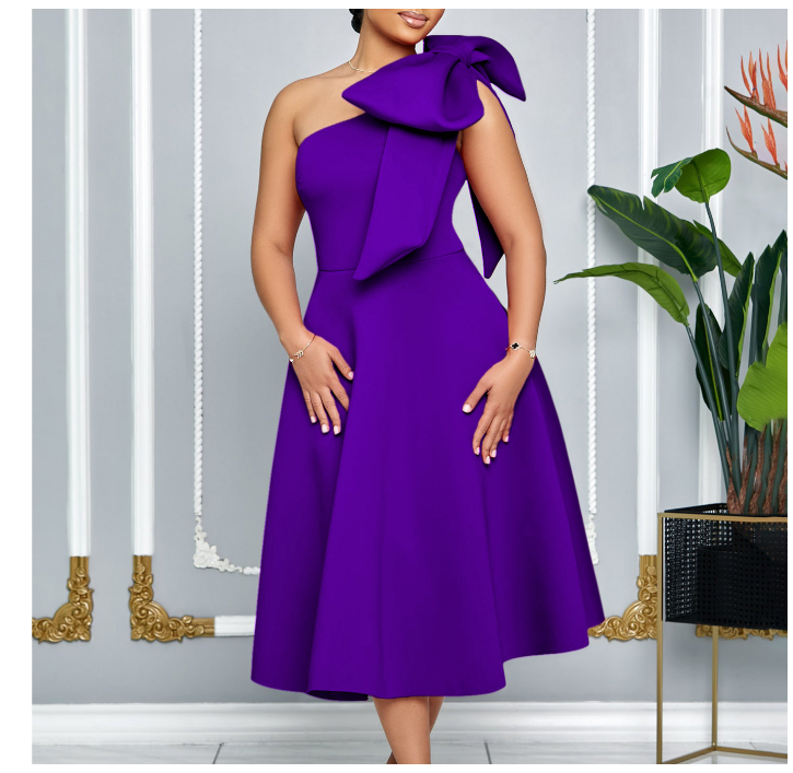 Women's knee-length evening gown, plus size casual wear
