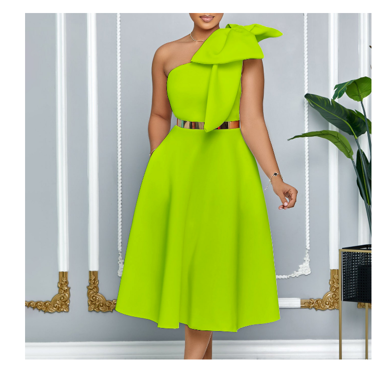 Women's knee-length evening gown, plus size casual wear