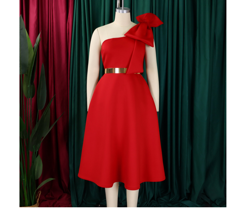 Women's knee-length evening gown, plus size casual wear