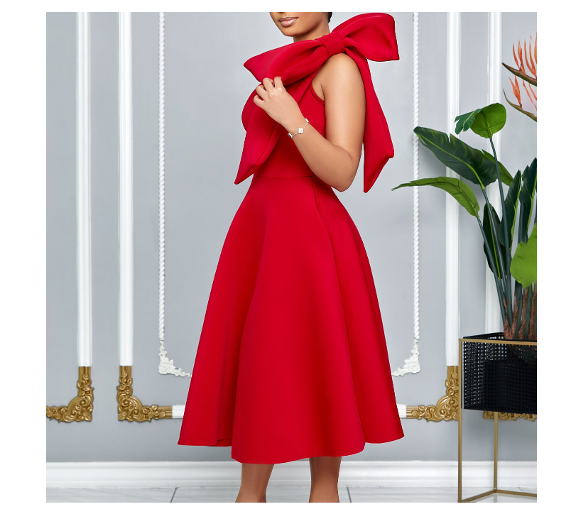 Women's knee-length evening gown, plus size casual wear