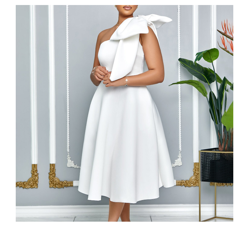 Women's knee-length evening gown, plus size casual wear