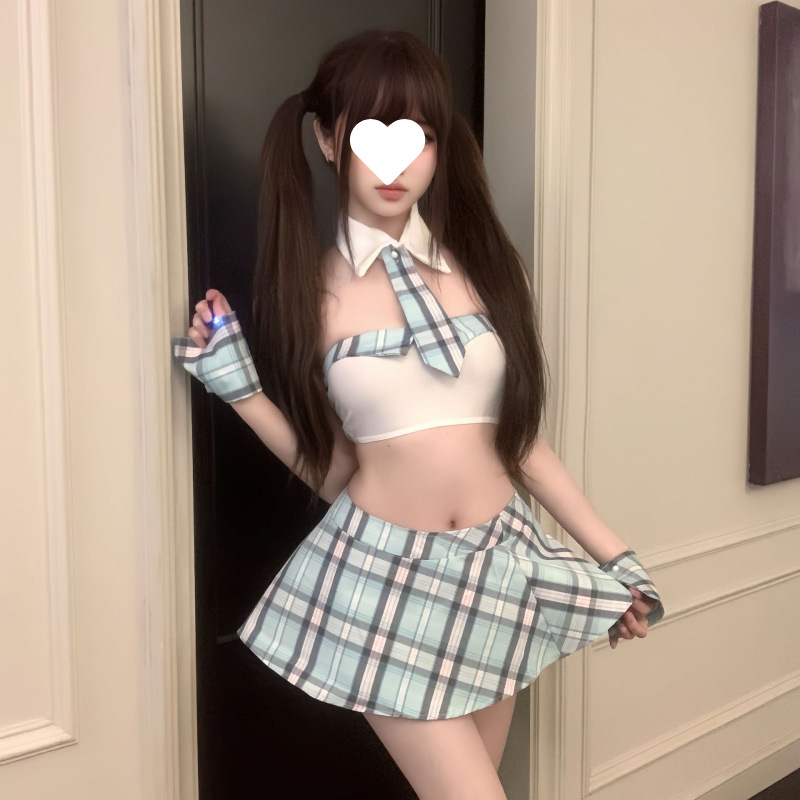 New style erotic lingerie, Japanese-style girl JK uniform, sexy junior schoolgirl pleated skirt cosplay character costume with plaid design