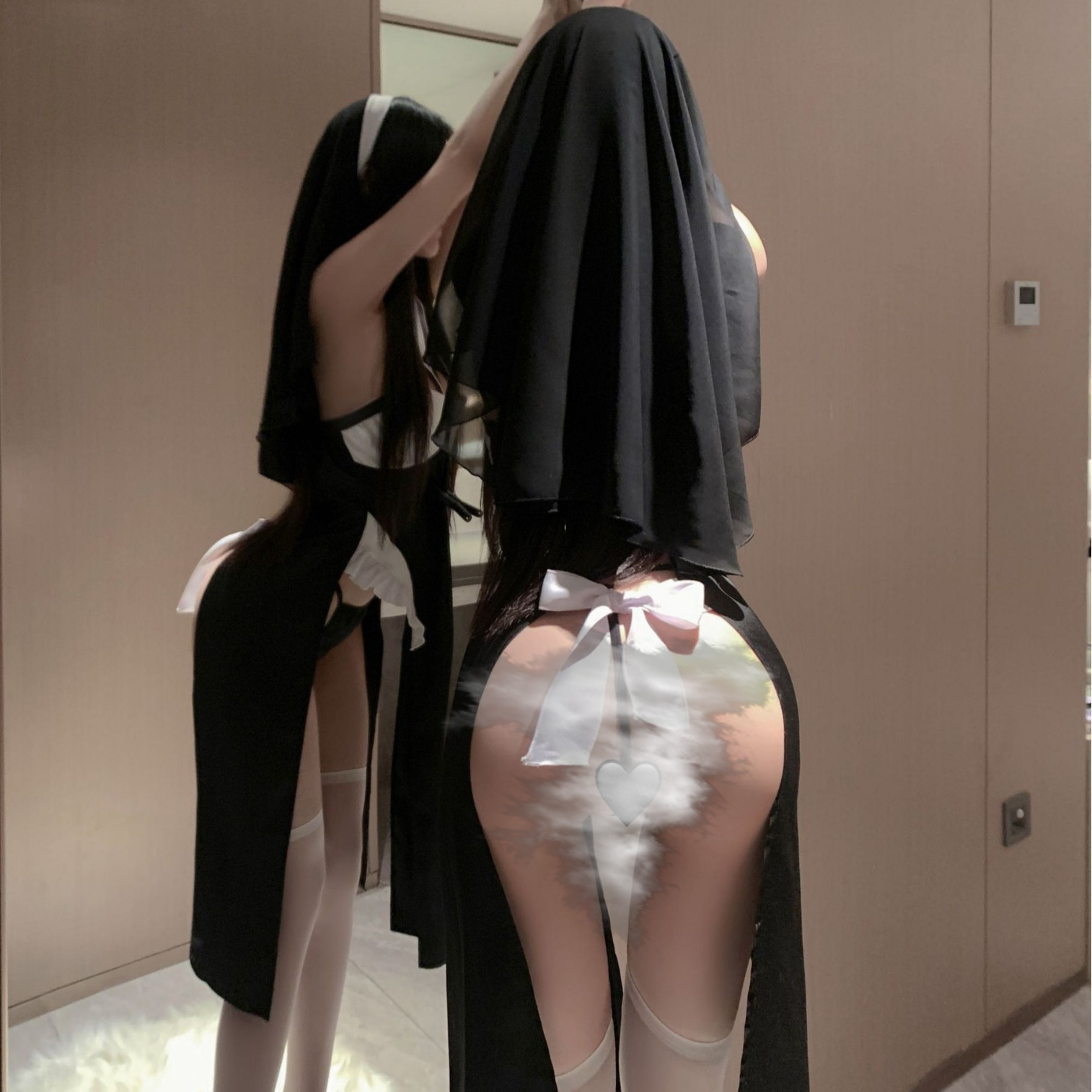 Sexy lingerie set in the style of dark nuns for Halloween – a provocative, sexy outfit that doesn’t need to be removed, ideal for seductive sleepwear for women.