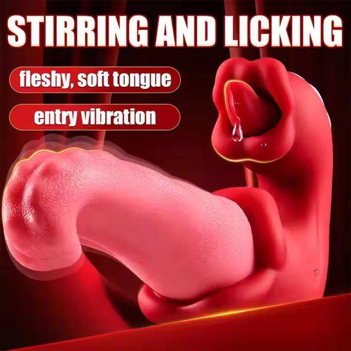 Female adult adult toy 3-in-1 tongue-licking dildo, featuring 10 clitoral licking modes and 10 vibration modes, a rose-colored G-spot vibrator