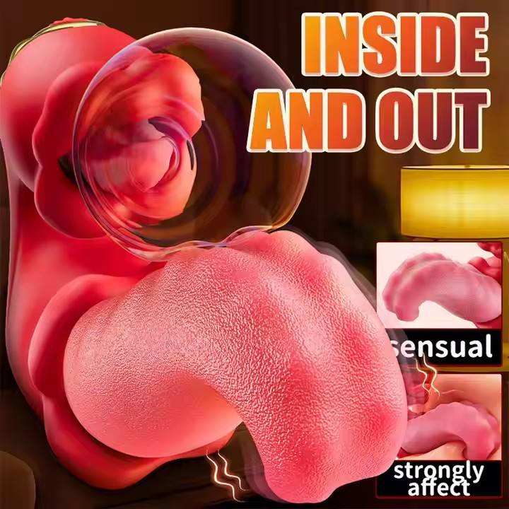 Female adult adult toy 3-in-1 tongue-licking dildo, featuring 10 clitoral licking modes and 10 vibration modes, a rose-colored G-spot vibrator