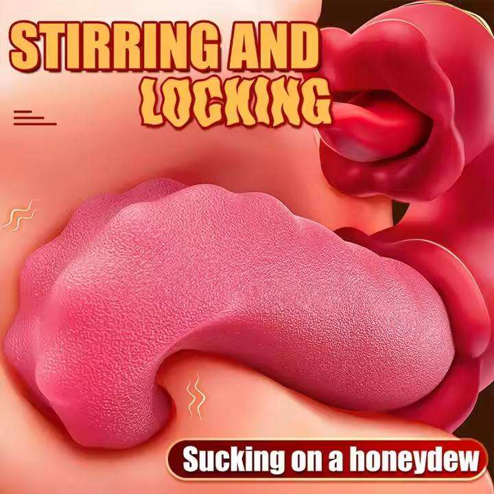 Female adult adult toy 3-in-1 tongue-licking dildo, featuring 10 clitoral licking modes and 10 vibration modes, a rose-colored G-spot vibrator