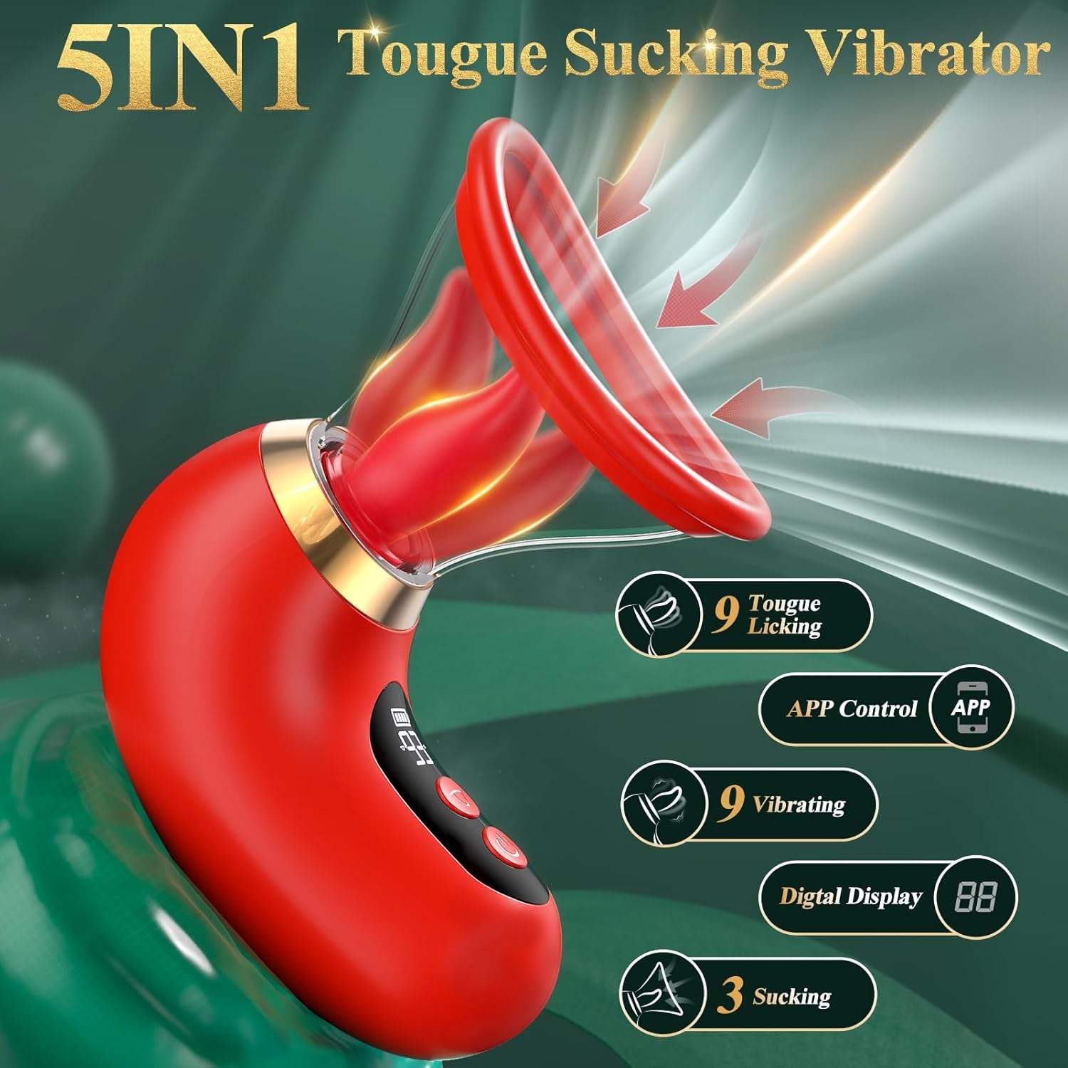 App controls clitoral licking, stimulation massager, adult adult toys, Valentine's Day gift, foreplay, nipple sucking, 4-in-1 orgasmic tongue rose
