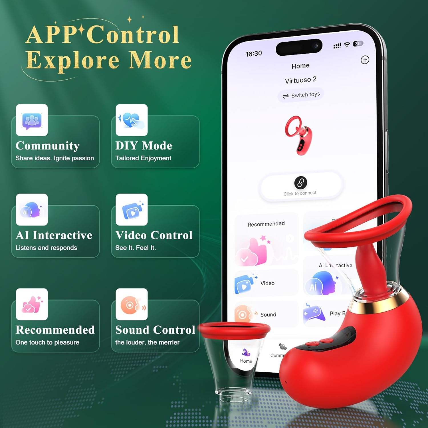 App controls clitoral licking, stimulation massager, adult adult toys, Valentine's Day gift, foreplay, nipple sucking, 4-in-1 orgasmic tongue rose