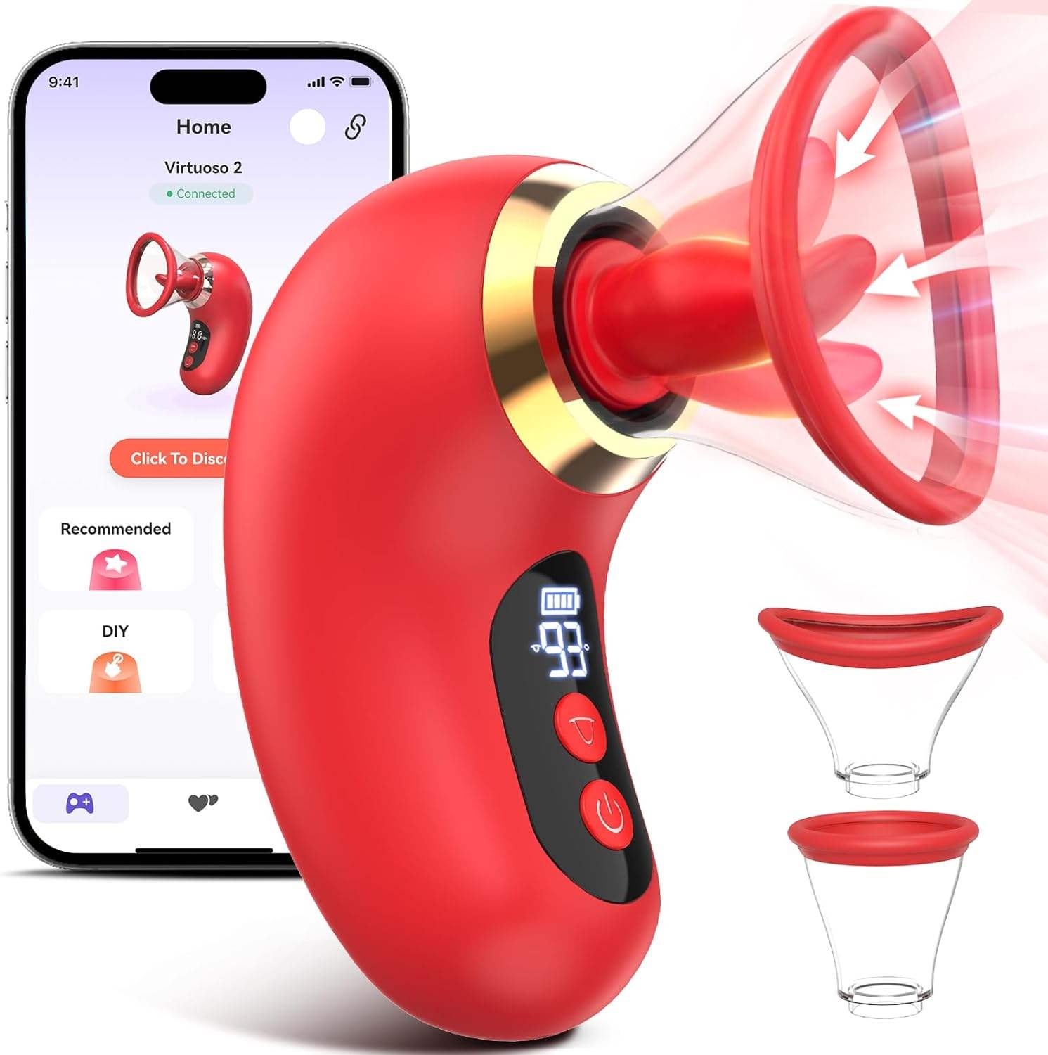 App controls clitoral licking, stimulation massager, adult adult toys, Valentine's Day gift, foreplay, nipple sucking, 4-in-1 orgasmic tongue rose