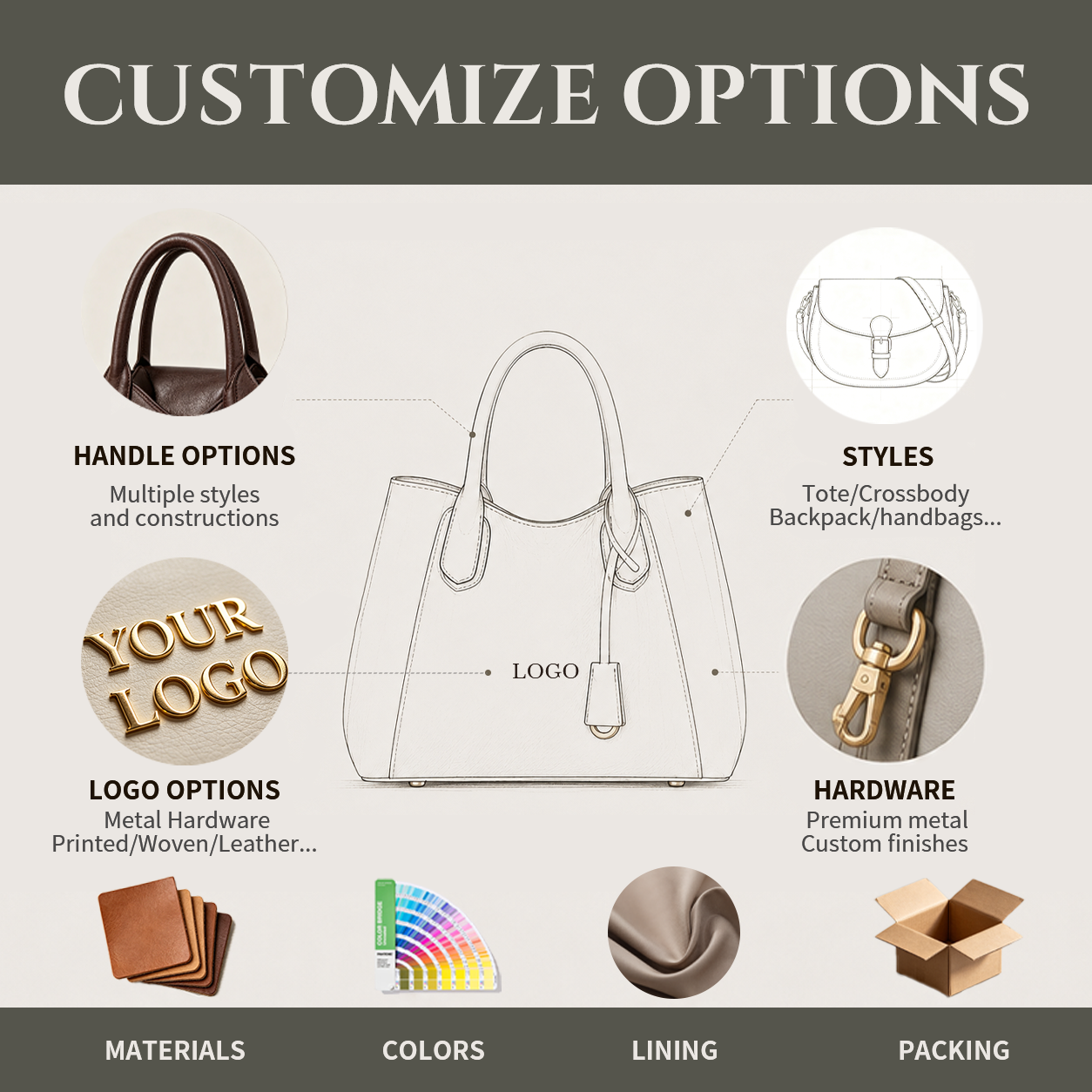 Luxurious custom genuine leather waterproof PU women's brown stylish bucket bag with RFID anti-theft function, suitable for daily business use