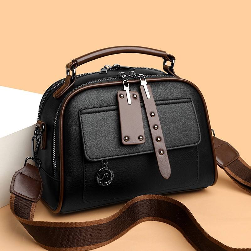 vintage brown patent PU leather flap crossbody bag for women, custom logo for OEM