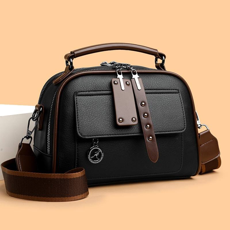 vintage brown patent PU leather flap crossbody bag for women, custom logo for OEM