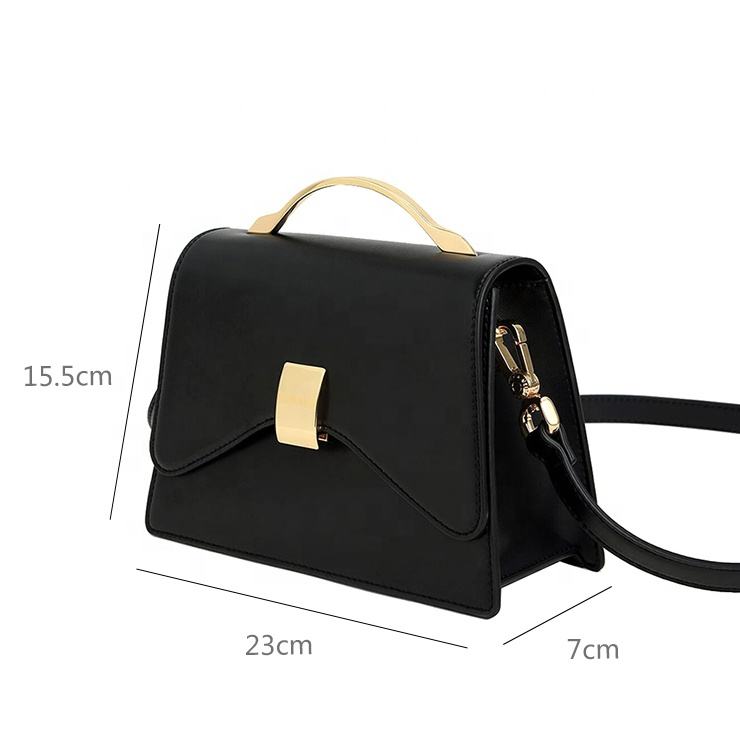 Fashionable and elegant custom logo ladies' handbag, PU vegan leather metal handle lock, fully customized luxury women's bag