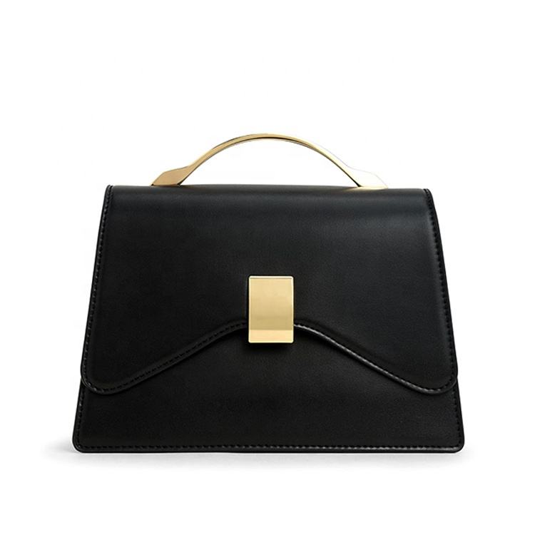 Fashionable and elegant custom logo ladies' handbag, PU vegan leather metal handle lock, fully customized luxury women's bag