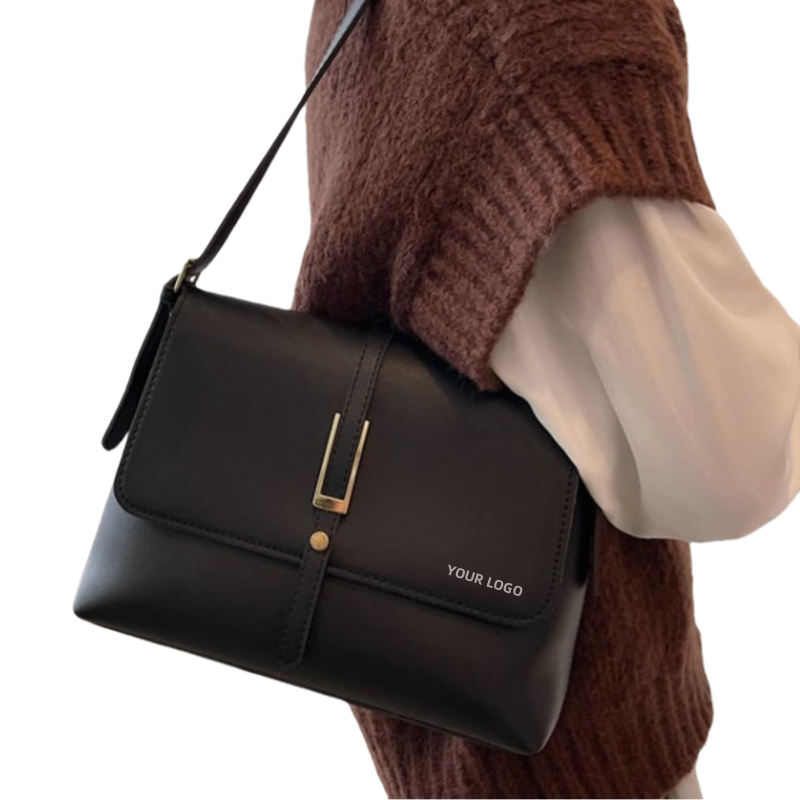 Korean-style OEM fashionable PU leather women's luxury shoulder bag, with two shoulder straps, open-mouth, high quality