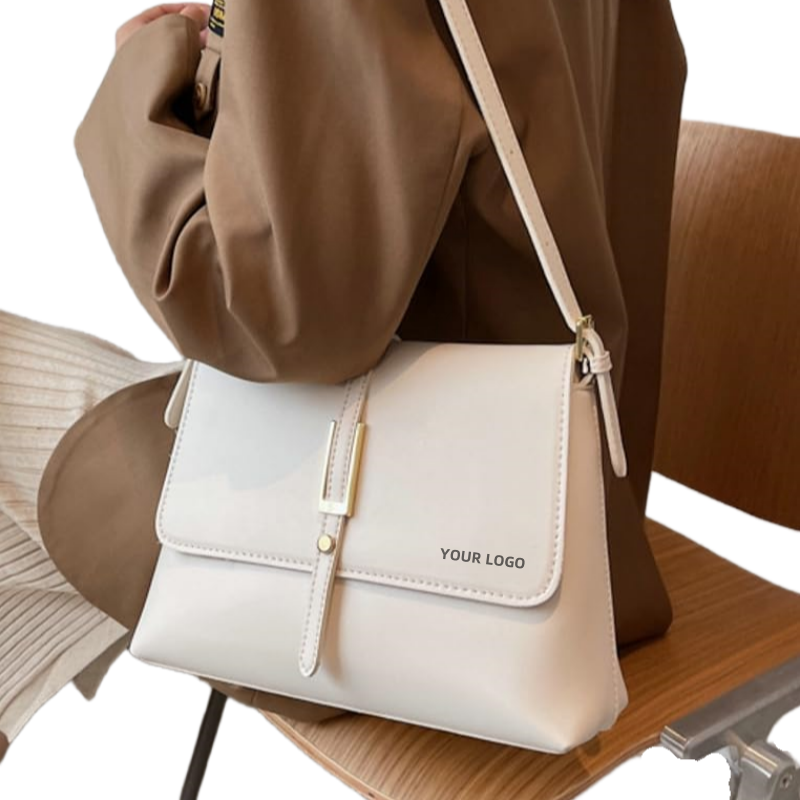 Korean-style OEM fashionable PU leather women's luxury shoulder bag, with two shoulder straps, open-mouth, high quality