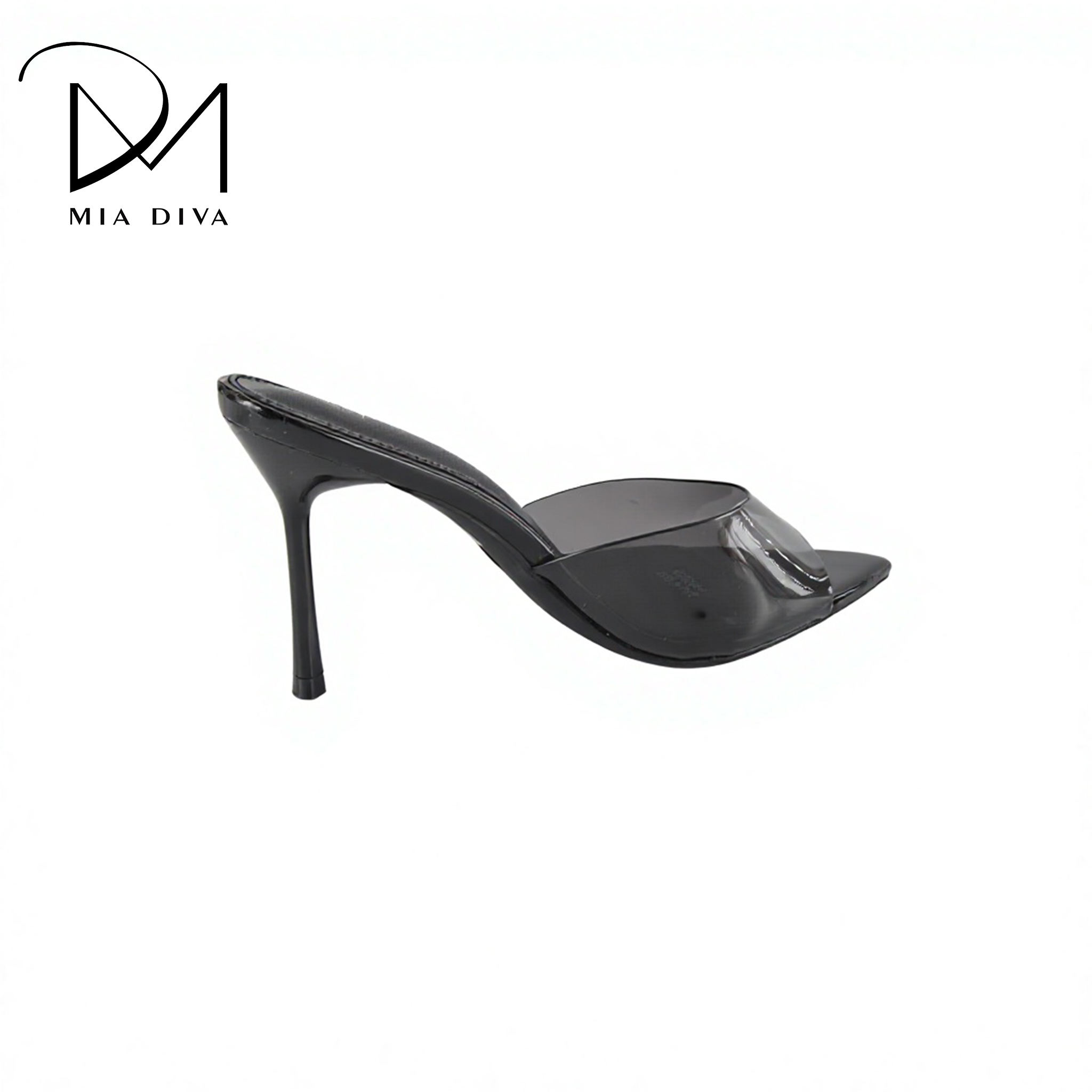 MIA DIVA Women's Pointed Textile Mule High Heels, heel height 10 cm, PU lining, TPR outsole
