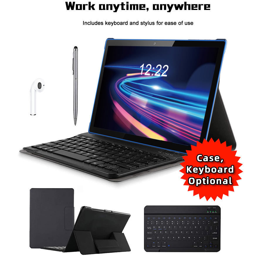 10-inch tablet 2.4g 5g WiFi 3G SIM card Android 7.0 quad-core 1280*800 IPS Budget tablet with keyboard