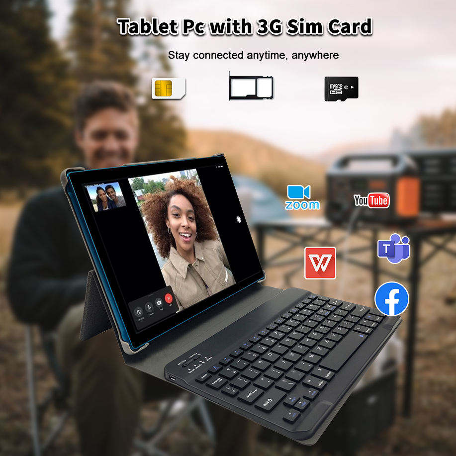 10-inch tablet 2.4g 5g WiFi 3G SIM card Android 7.0 quad-core 1280*800 IPS Budget tablet with keyboard