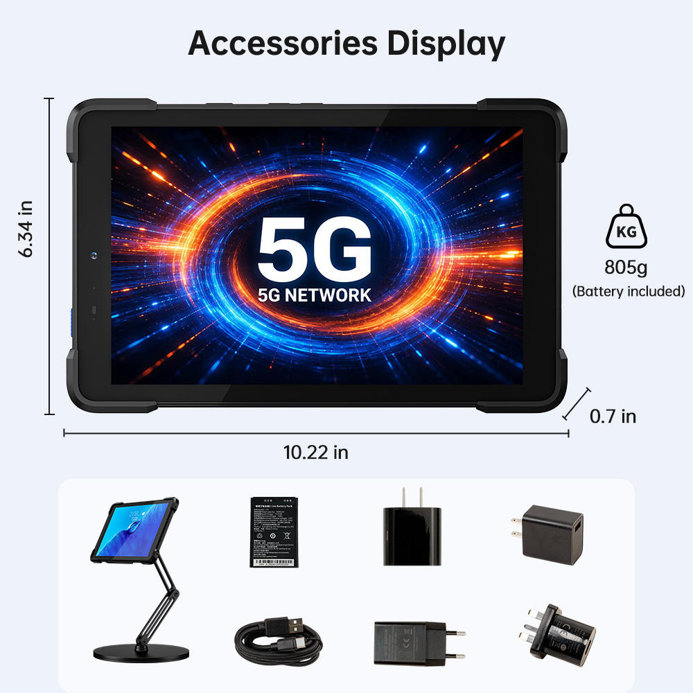 10.1-inch Android industrial-grade rugged tablet, IP67 waterproof, 8GB+128GB NFC PDA handheld 1D/2D barcode scanner, infrared device