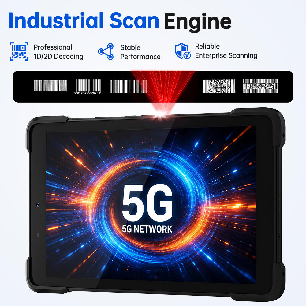 10.1-inch Android industrial-grade rugged tablet, IP67 waterproof, 8GB+128GB NFC PDA handheld 1D/2D barcode scanner, infrared device