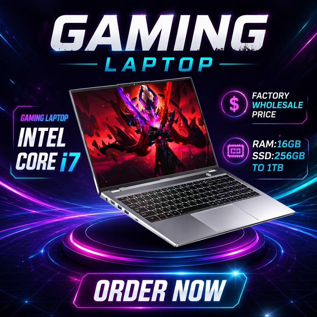 A 15.6-inch gaming laptop with a numeric keypad, Core i7 5500U, 16GB RAM, 512GB SSD, Windows 11 Pro